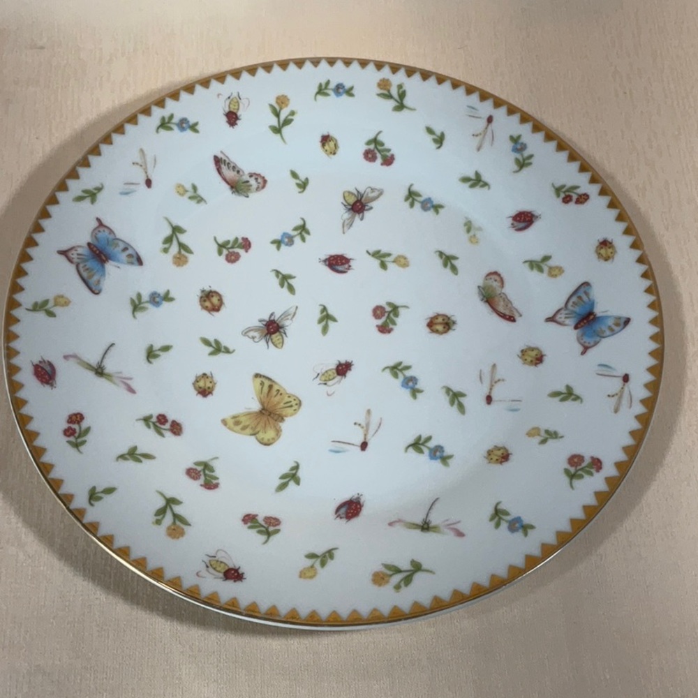 I.Godinger & Co. Primavera Butterfly and Floral Dinner Plate with Gold Trim